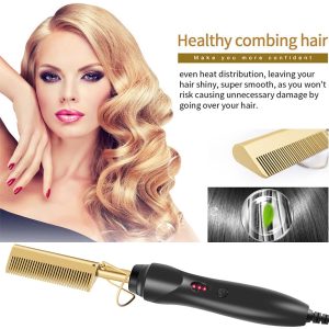 Leeons Hot Comb Electric Hot Comb Wet And Dry Hair Curler Comb Hot Straightening Heating Comb 1
