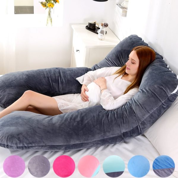 Soft Fleece Pregnant Pillow Gravida U Type Lumbar Pillow Multi Function Side Protect Cushion for Pregnancy 1