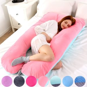 Soft Fleece Pregnant Pillow Gravida U Type Lumbar Pillow Multi Function Side Protect Cushion for Pregnancy