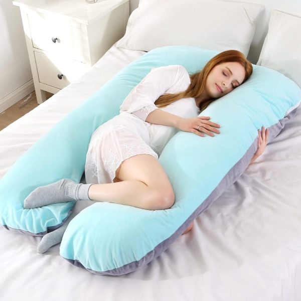 Soft Fleece Pregnant Pillow Gravida U Type Lumbar Pillow Multi Function Side Protect Cushion for Pregnancy 4