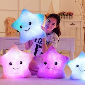 Creative Luminous Pillow Stars Love Stuffed Plush Toy Glowing Colorful Light Cushion Birthday Gifts Toys For