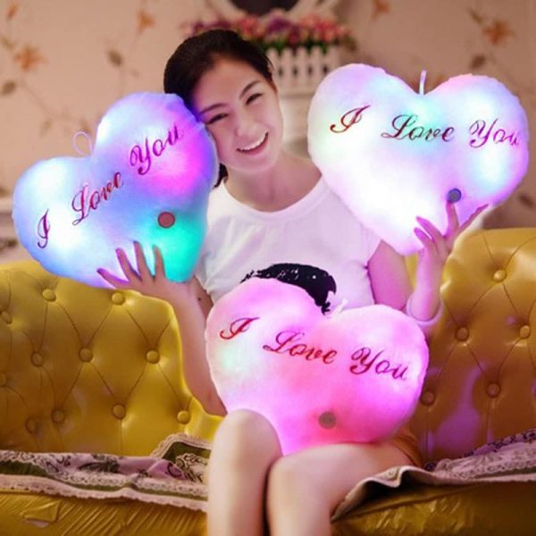 Creative Luminous Pillow Stars Love Stuffed Plush Toy Glowing Colorful Light Cushion Birthday Gifts Toys For 4