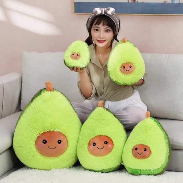 Smiling Avocado Stuffed Plush Toys Filled Doll Soft Sofa Plants Cushion Cartoon Fruit Pillow Soft Cushion